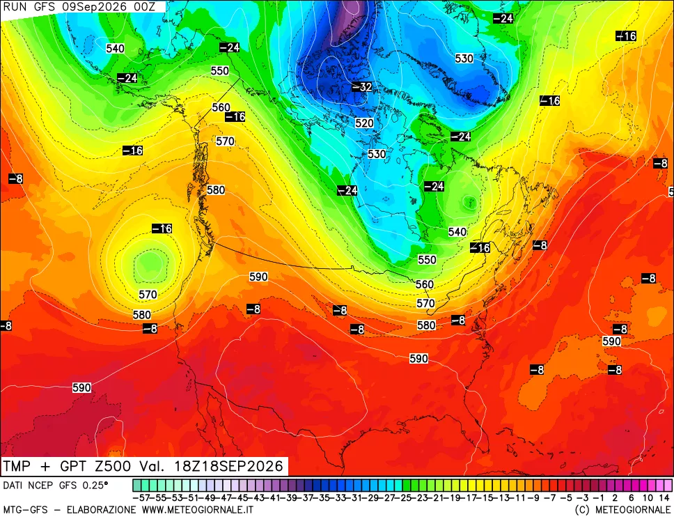 mappa 500 hPa Temp + GPT