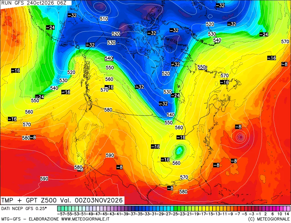 mappa 500 hPa Temp + GPT