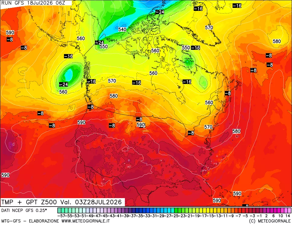 mappa 500 hPa Temp + GPT
