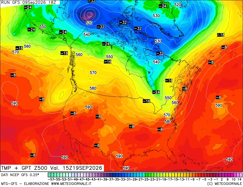 mappa 500 hPa Temp + GPT