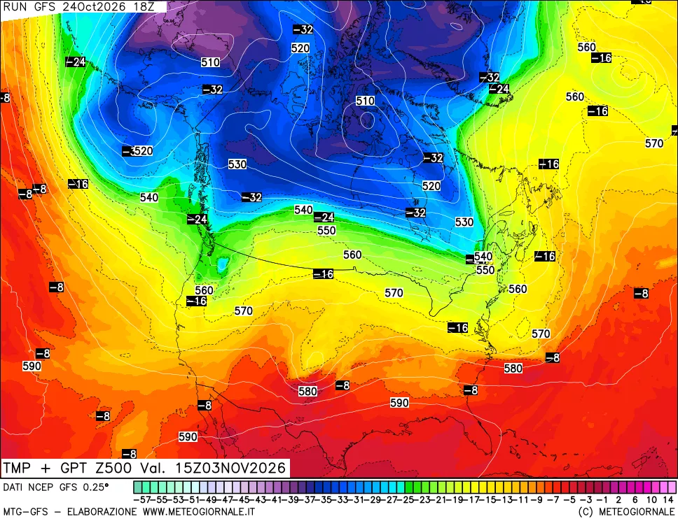 mappa 500 hPa Temp + GPT