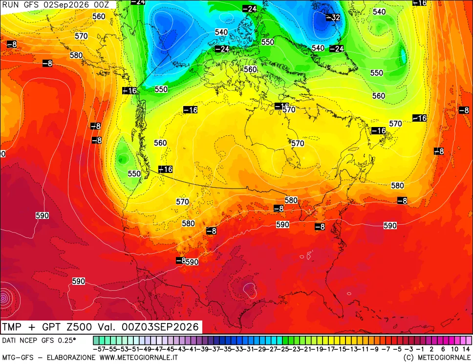 mappa 500 hPa Temp + GPT
