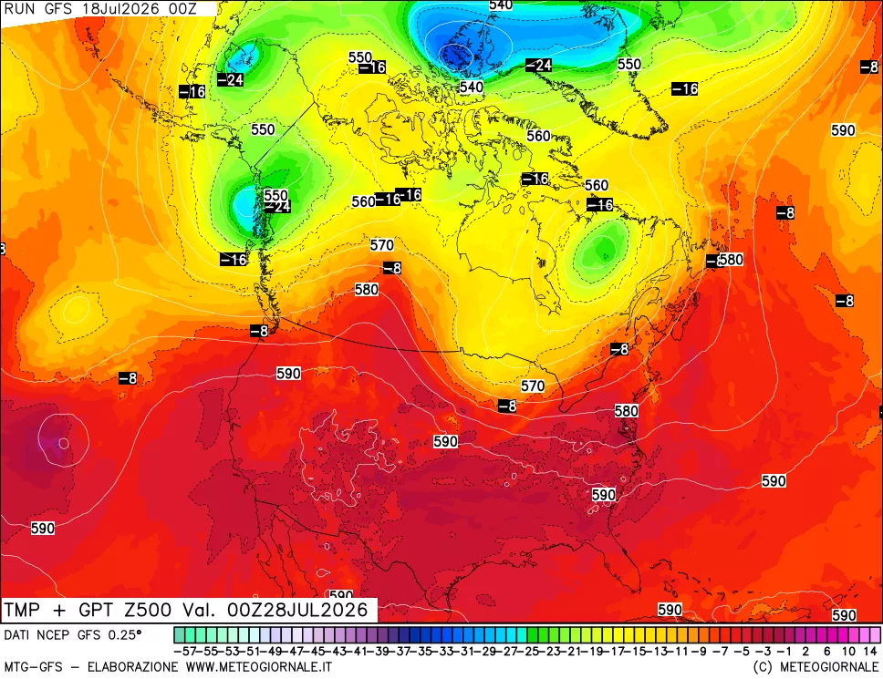 mappa 500 hPa Temp + GPT
