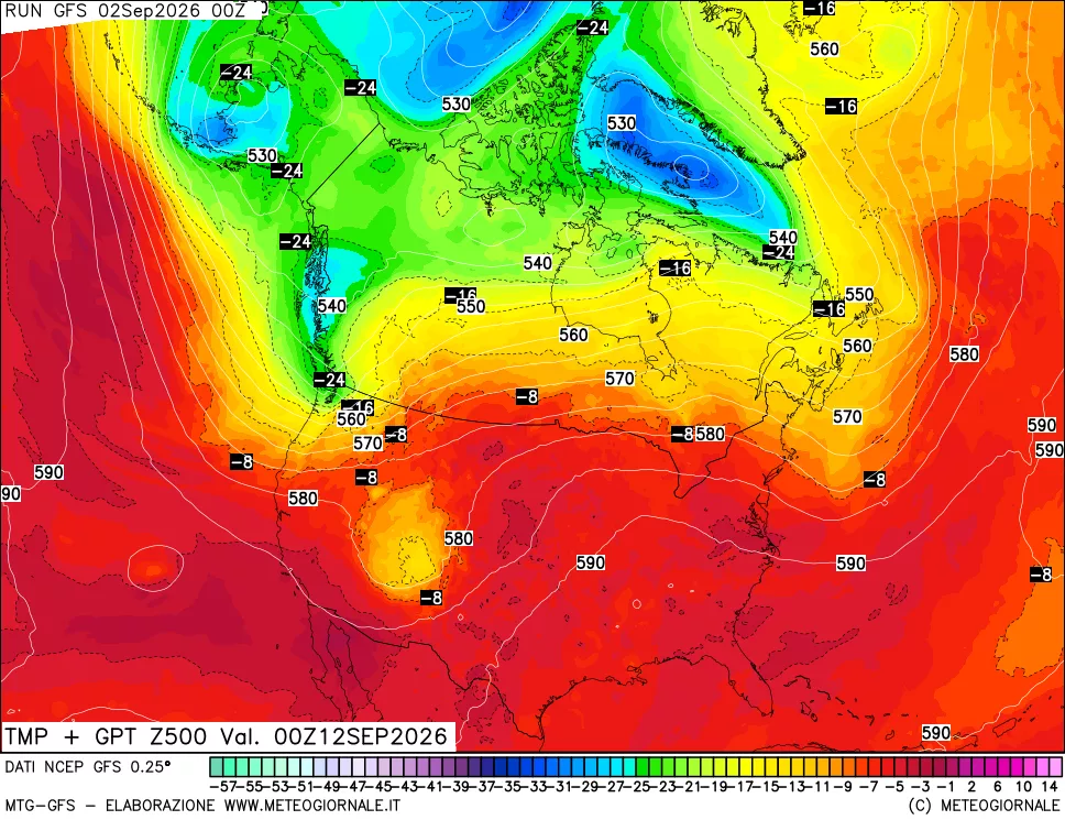 mappa 500 hPa Temp + GPT