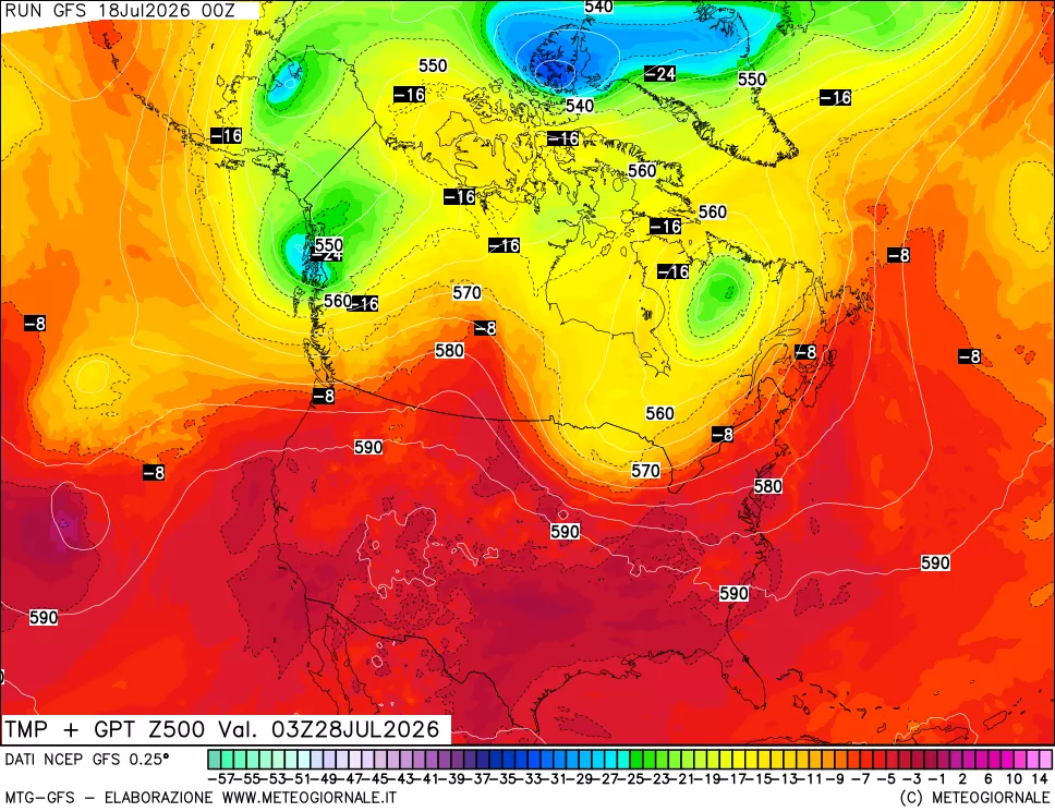 mappa 500 hPa Temp + GPT