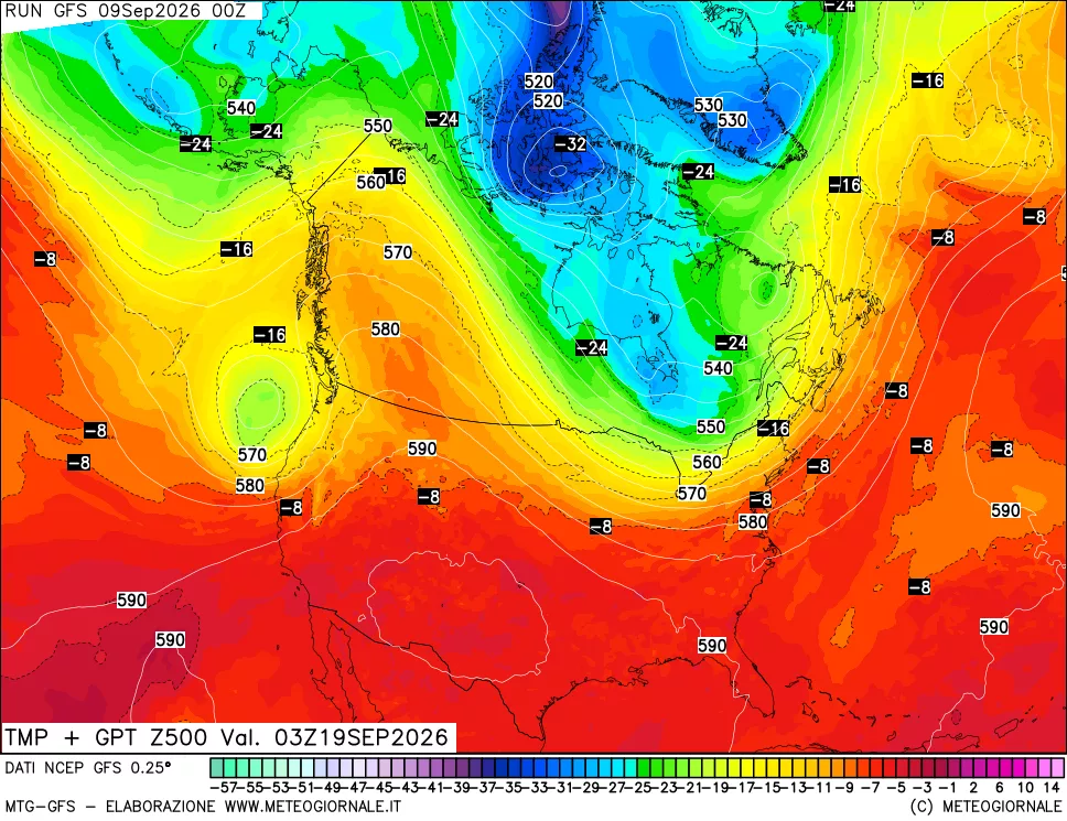 mappa 500 hPa Temp + GPT