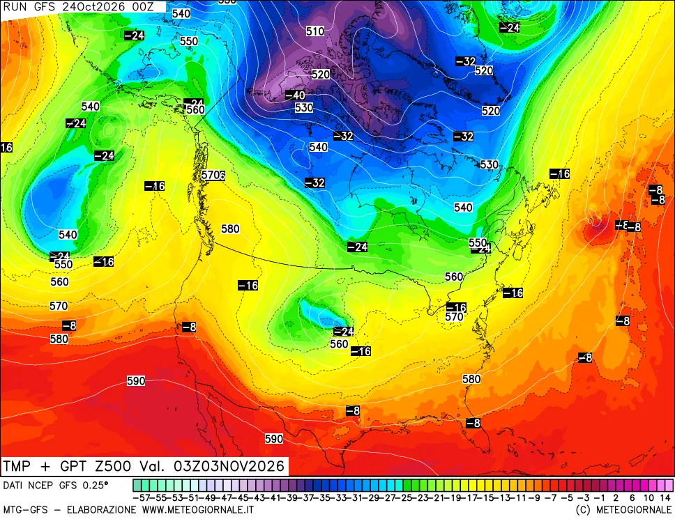 mappa 500 hPa Temp + GPT