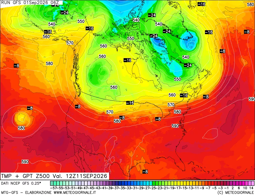 mappa 500 hPa Temp + GPT