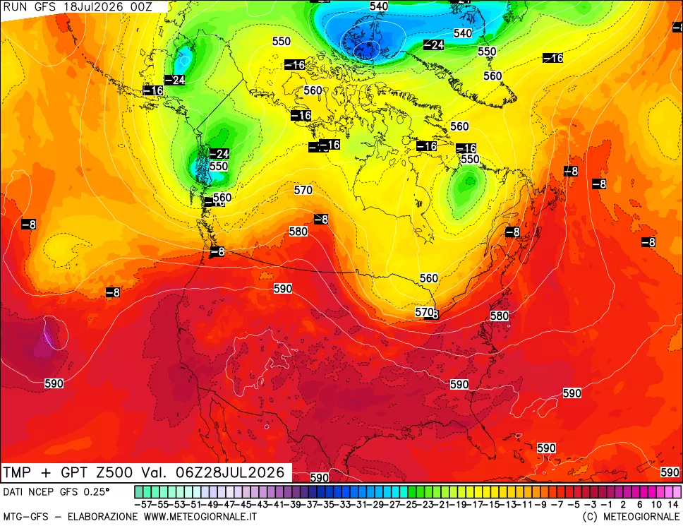 mappa 500 hPa Temp + GPT