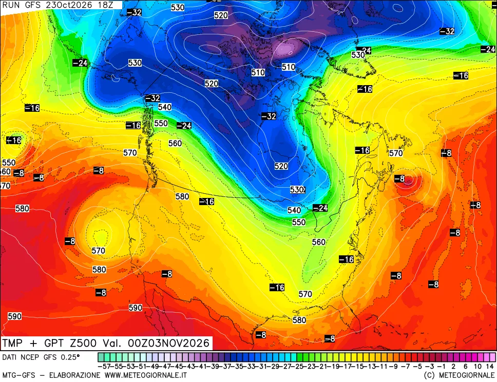 mappa 500 hPa Temp + GPT