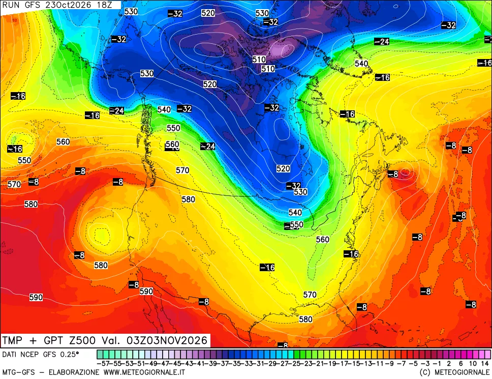mappa 500 hPa Temp + GPT
