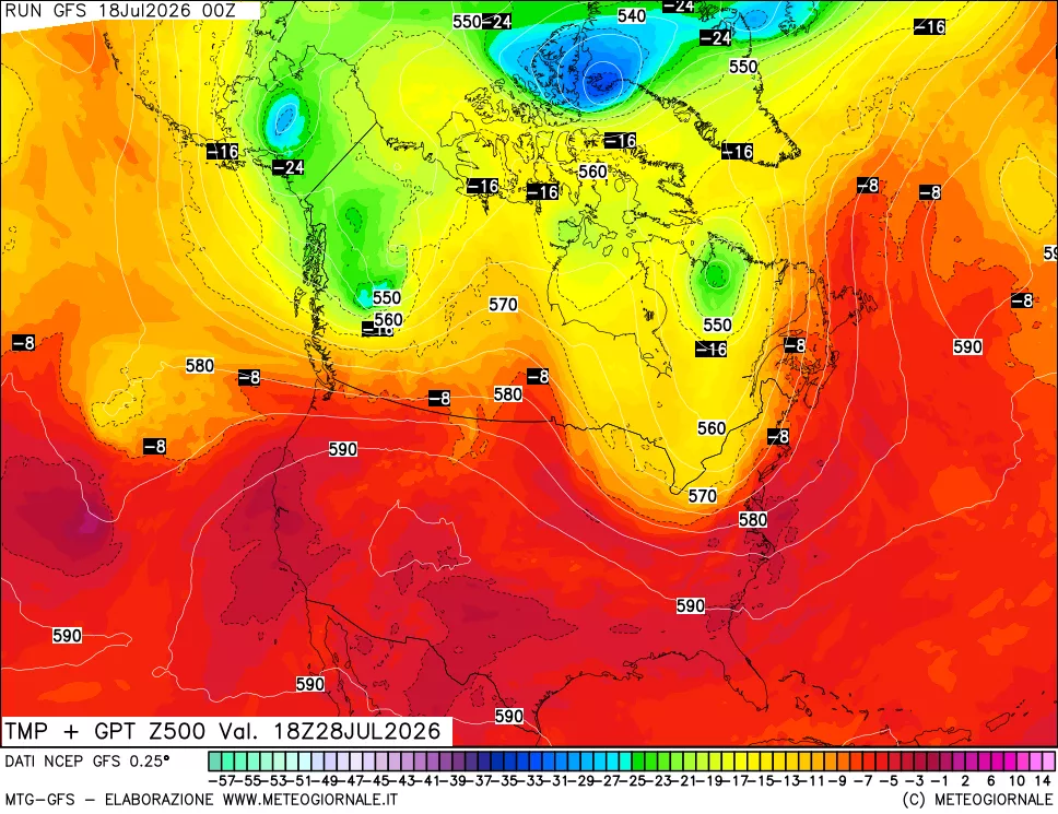 mappa 500 hPa Temp + GPT