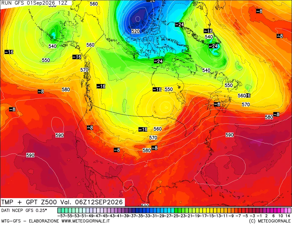 mappa 500 hPa Temp + GPT