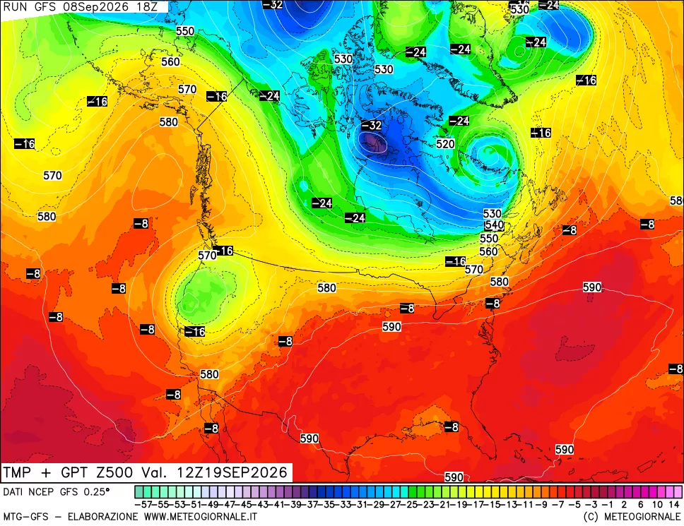 mappa 500 hPa Temp + GPT