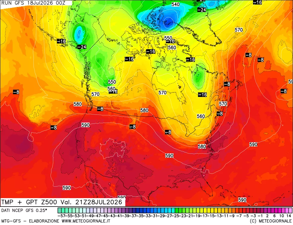 mappa 500 hPa Temp + GPT