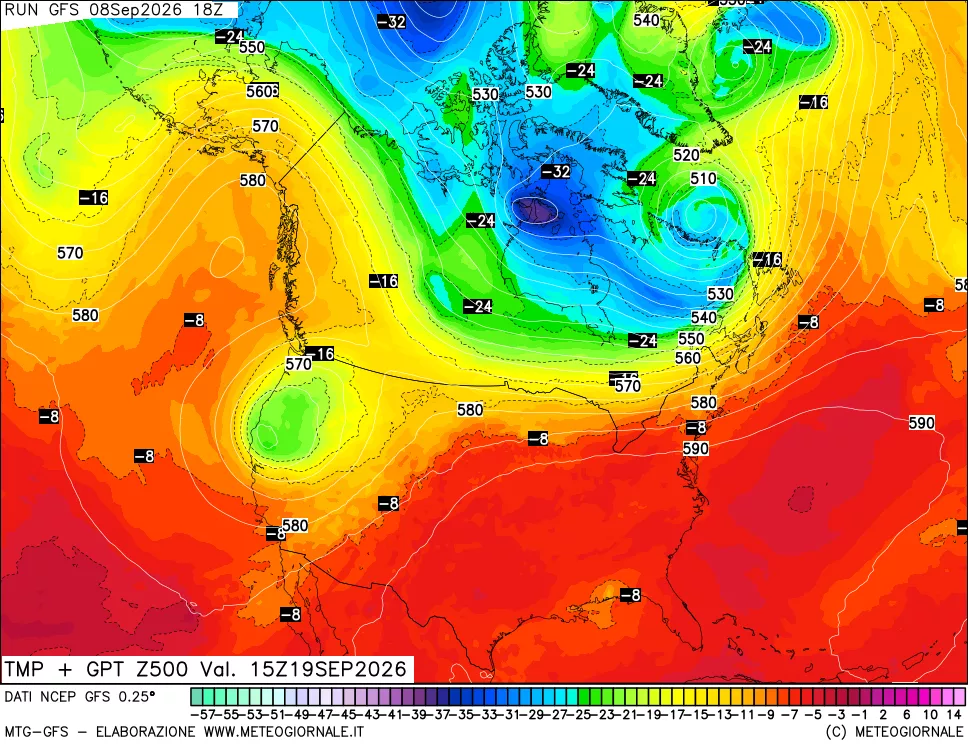 mappa 500 hPa Temp + GPT