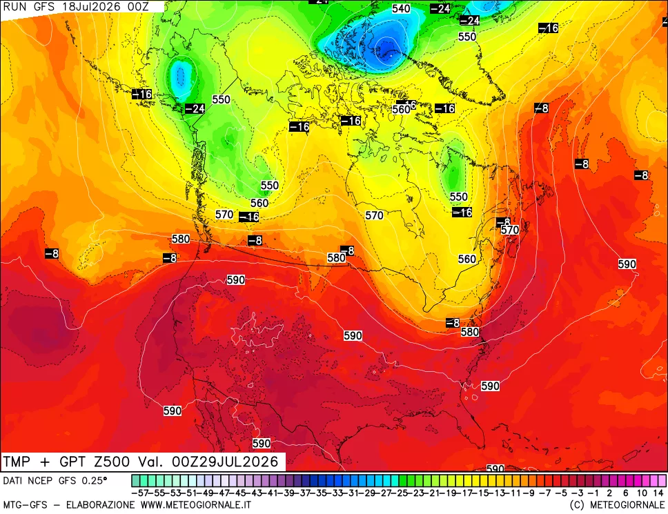 mappa 500 hPa Temp + GPT