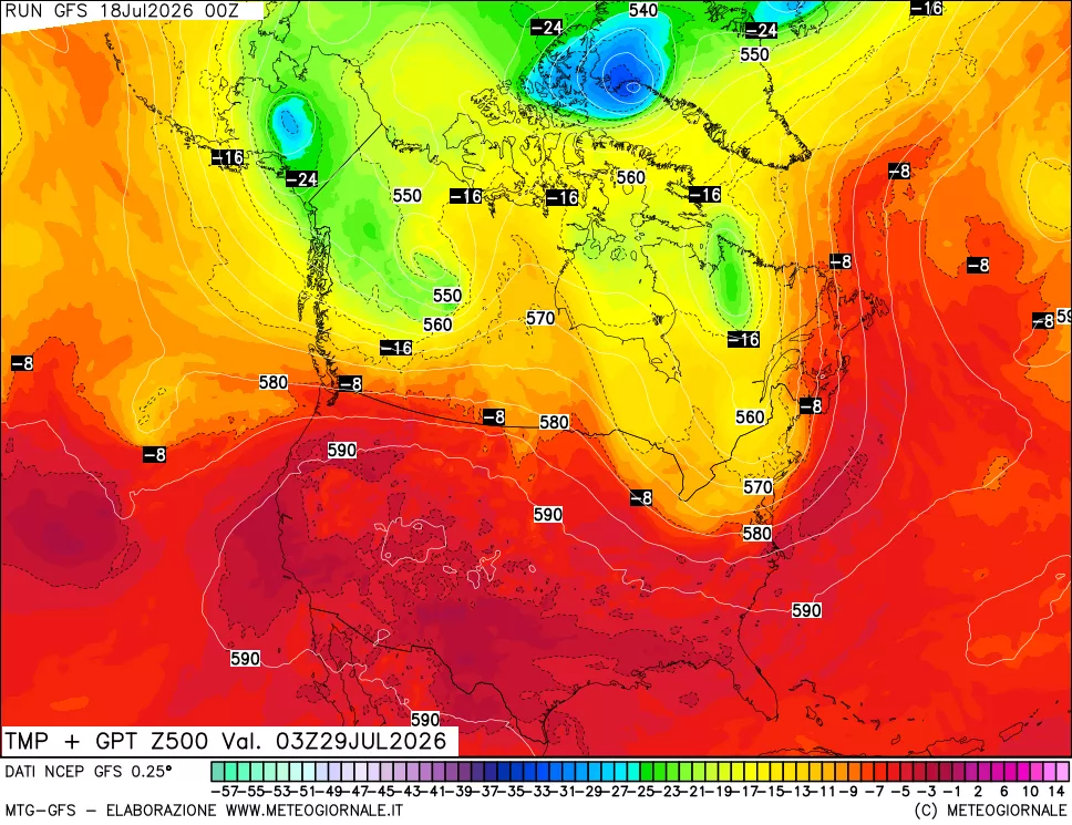 mappa 500 hPa Temp + GPT