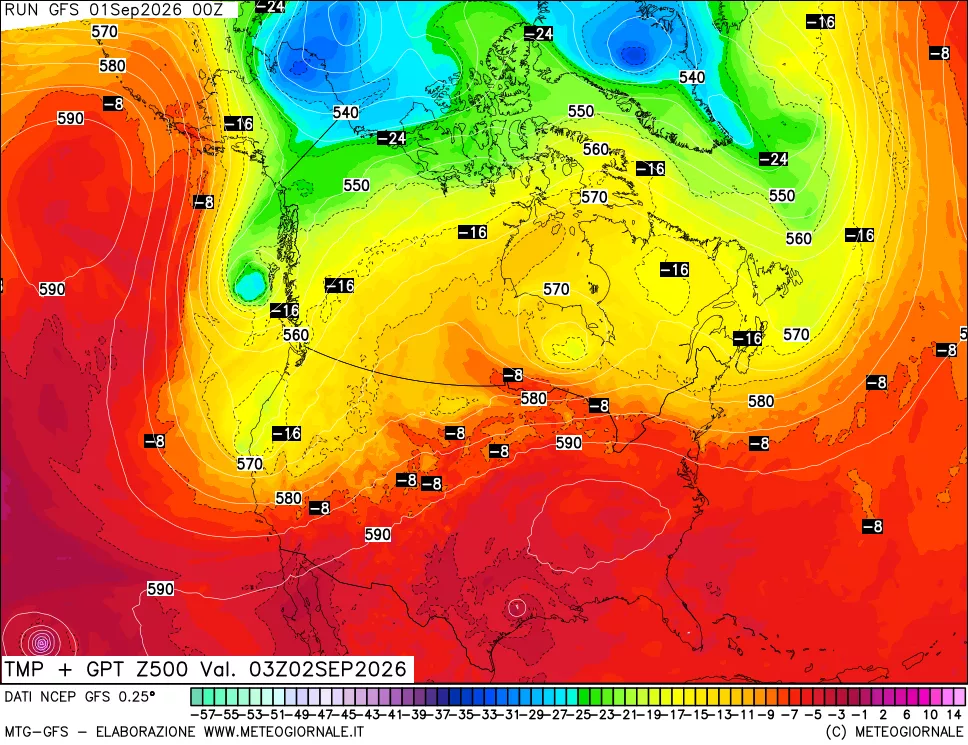 mappa 500 hPa Temp + GPT