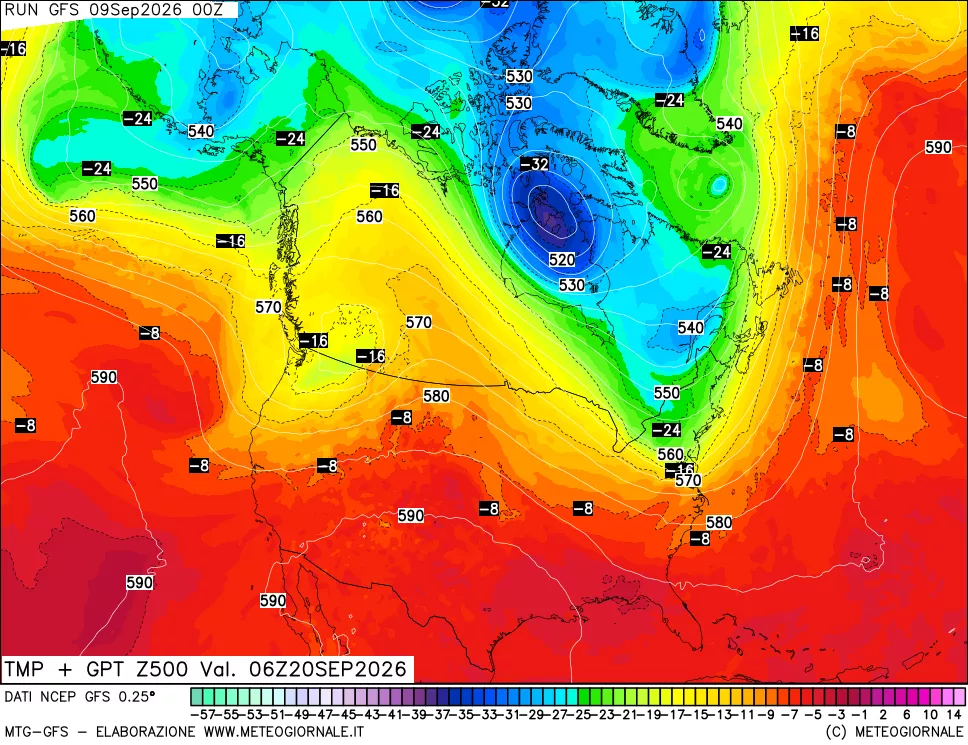 mappa 500 hPa Temp + GPT