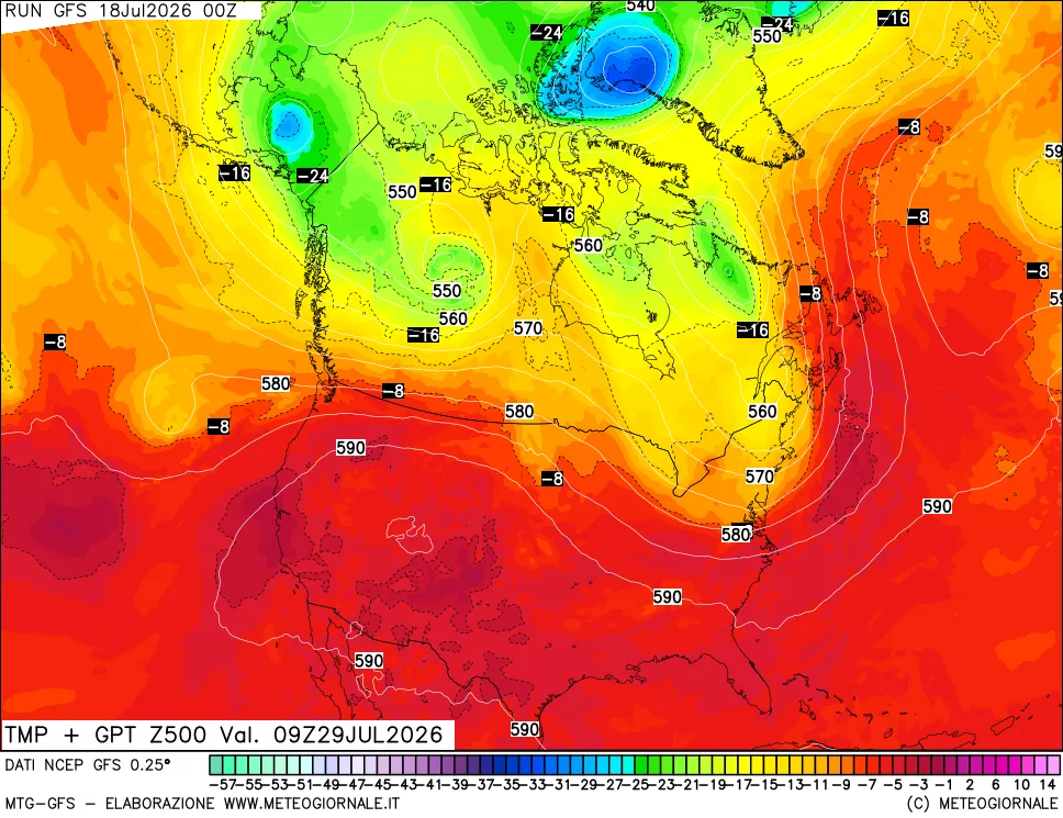 mappa 500 hPa Temp + GPT