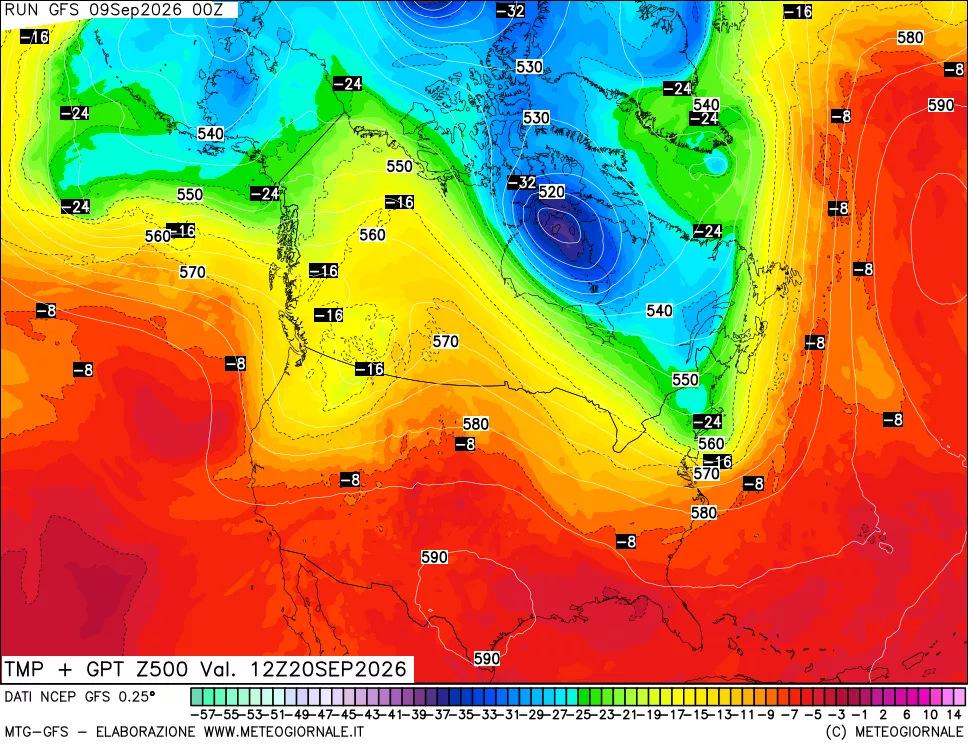 mappa 500 hPa Temp + GPT