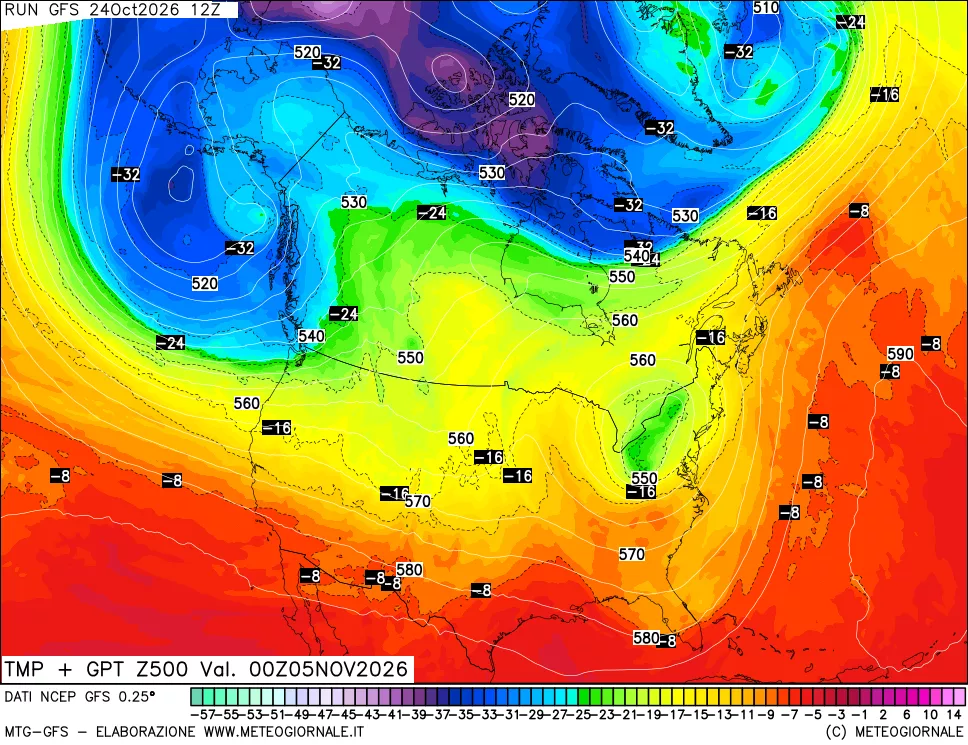 mappa 500 hPa Temp + GPT