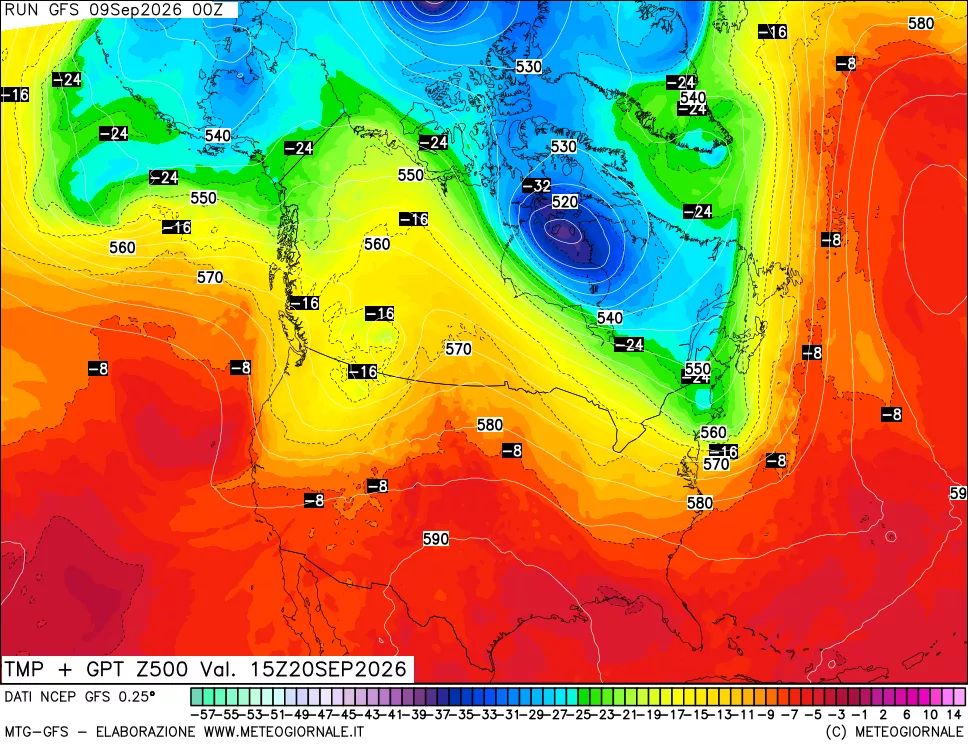 mappa 500 hPa Temp + GPT