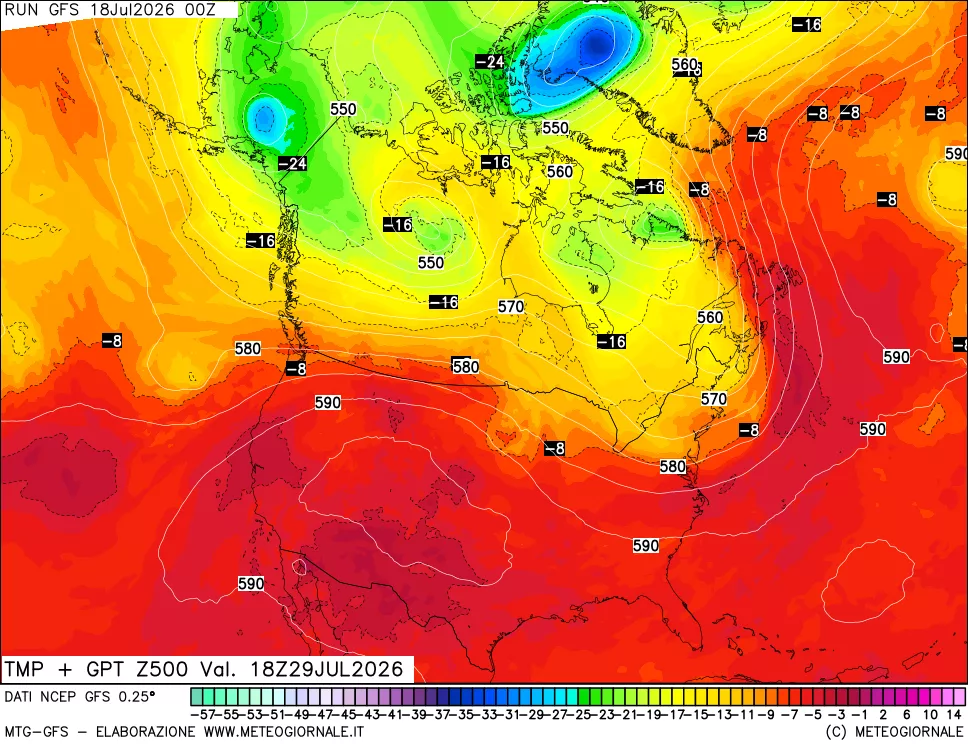 mappa 500 hPa Temp + GPT