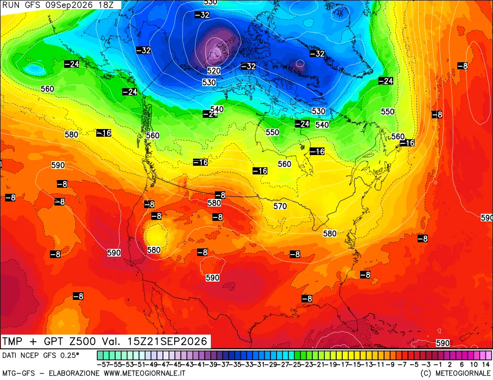 mappa 500 hPa Temp + GPT