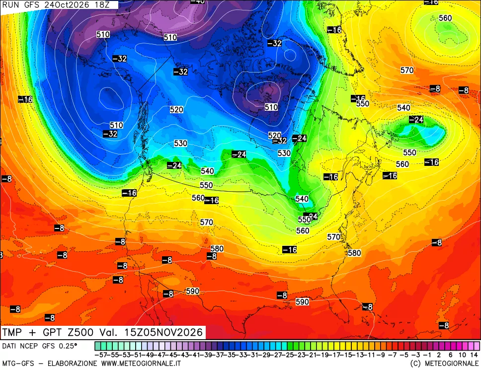 mappa 500 hPa Temp + GPT