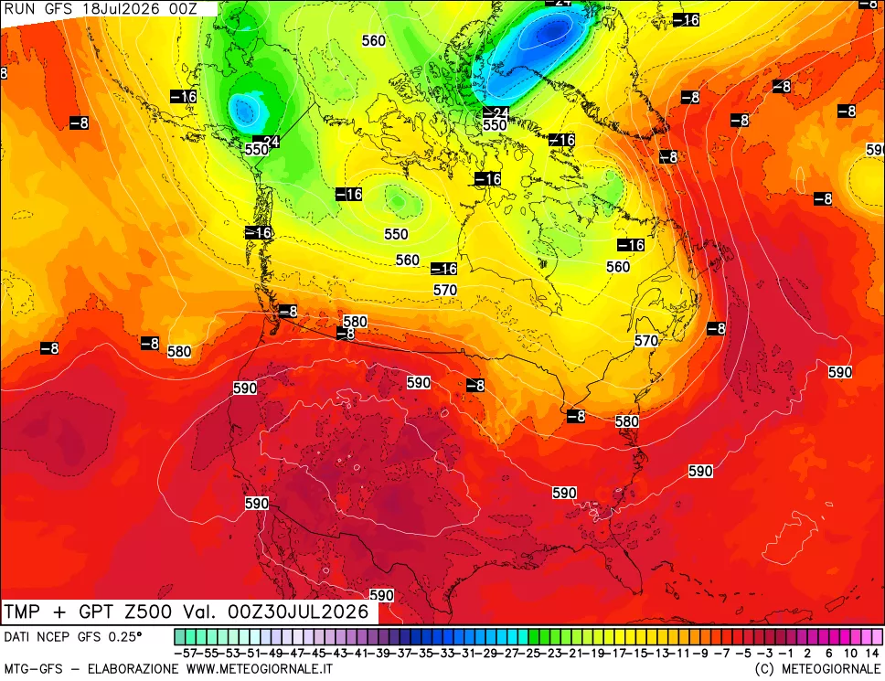mappa 500 hPa Temp + GPT