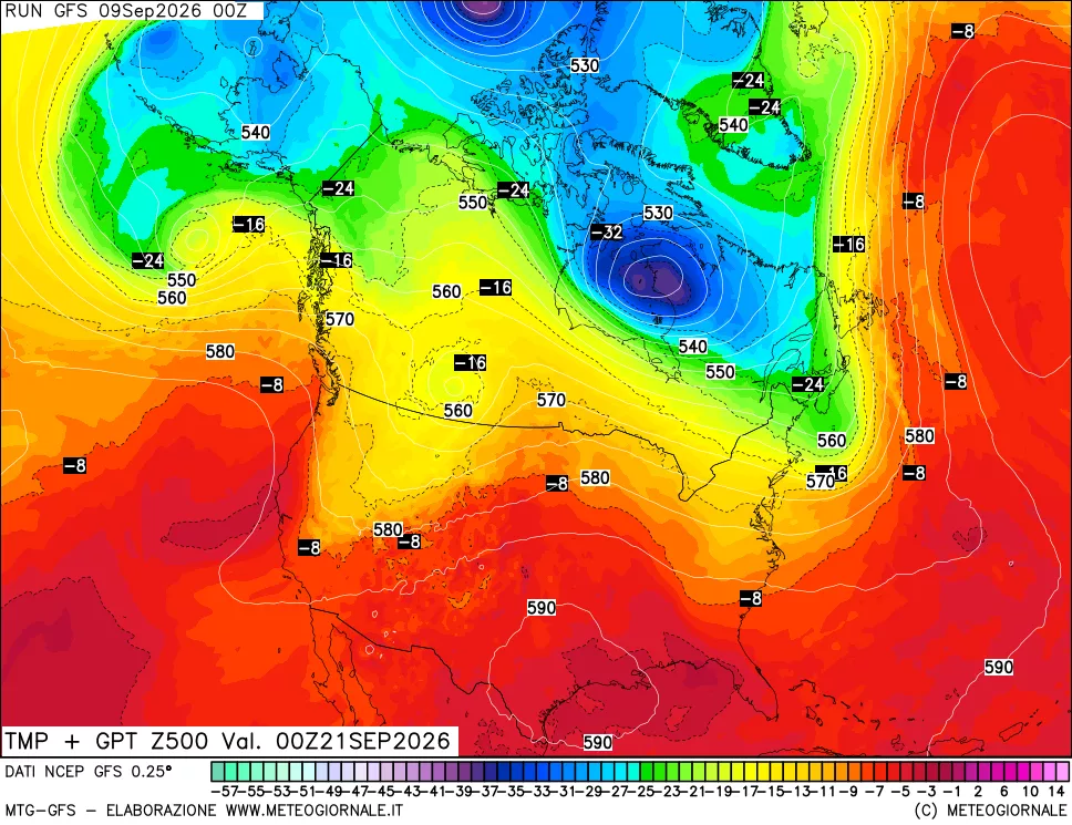 mappa 500 hPa Temp + GPT