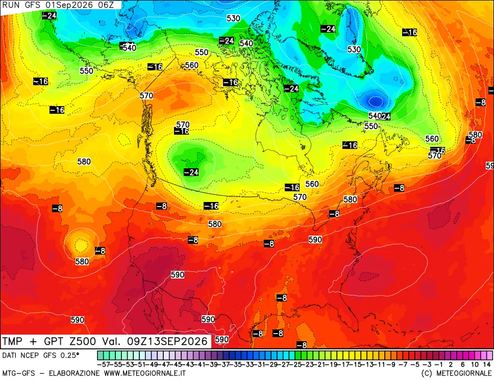 mappa 500 hPa Temp + GPT