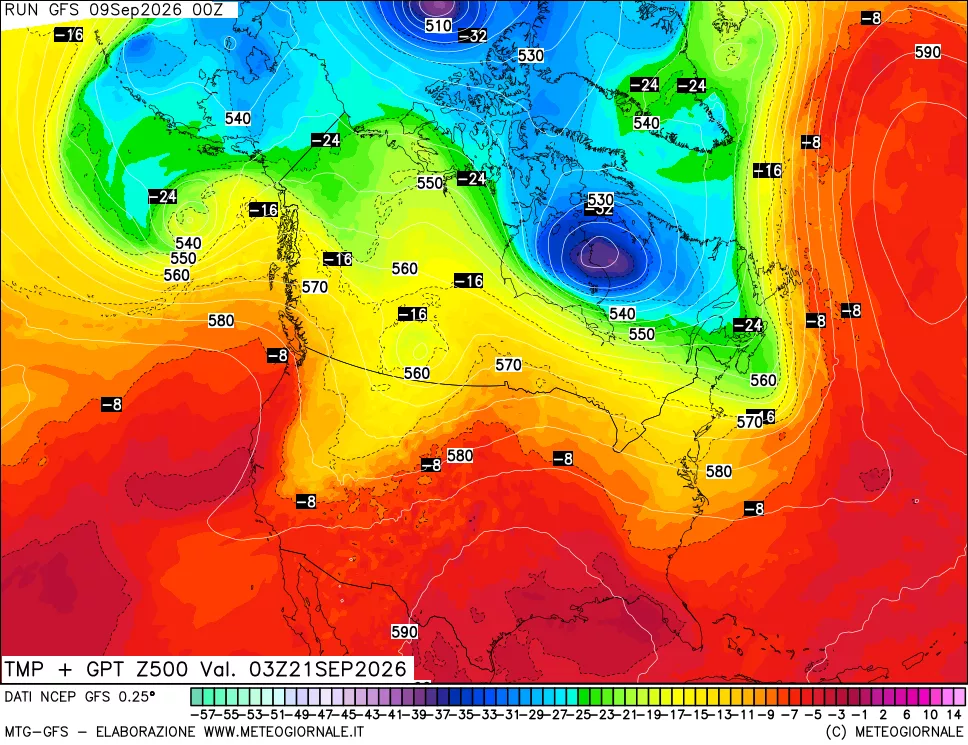 mappa 500 hPa Temp + GPT