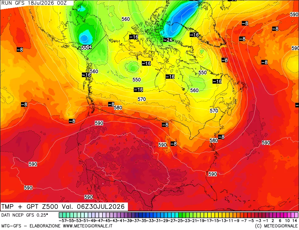 mappa 500 hPa Temp + GPT