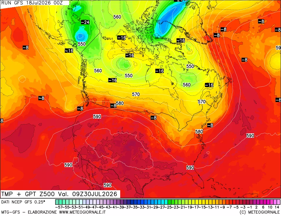 mappa 500 hPa Temp + GPT