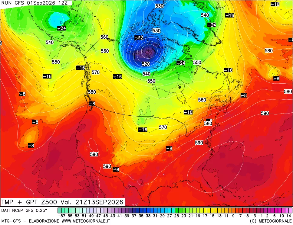 mappa 500 hPa Temp + GPT