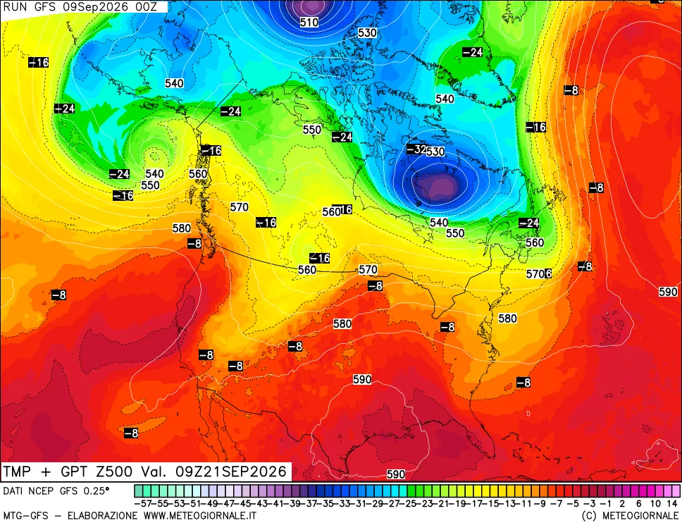 mappa 500 hPa Temp + GPT