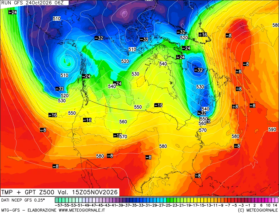 mappa 500 hPa Temp + GPT