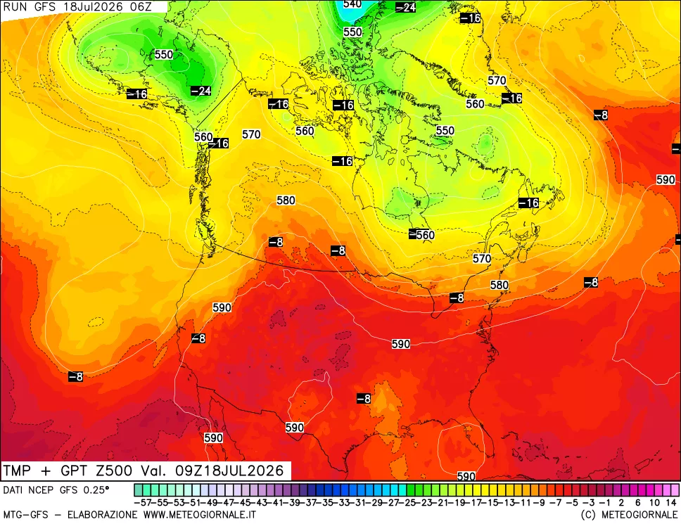 mappa 500 hPa Temp + GPT
