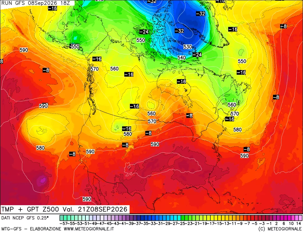 mappa 500 hPa Temp + GPT