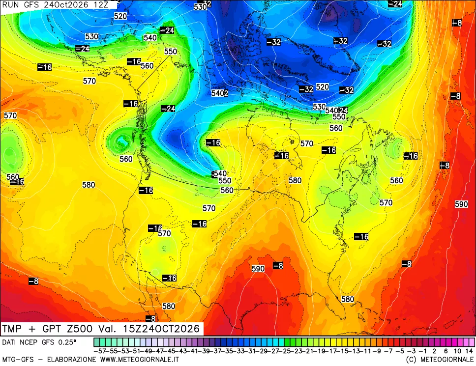 mappa 500 hPa Temp + GPT
