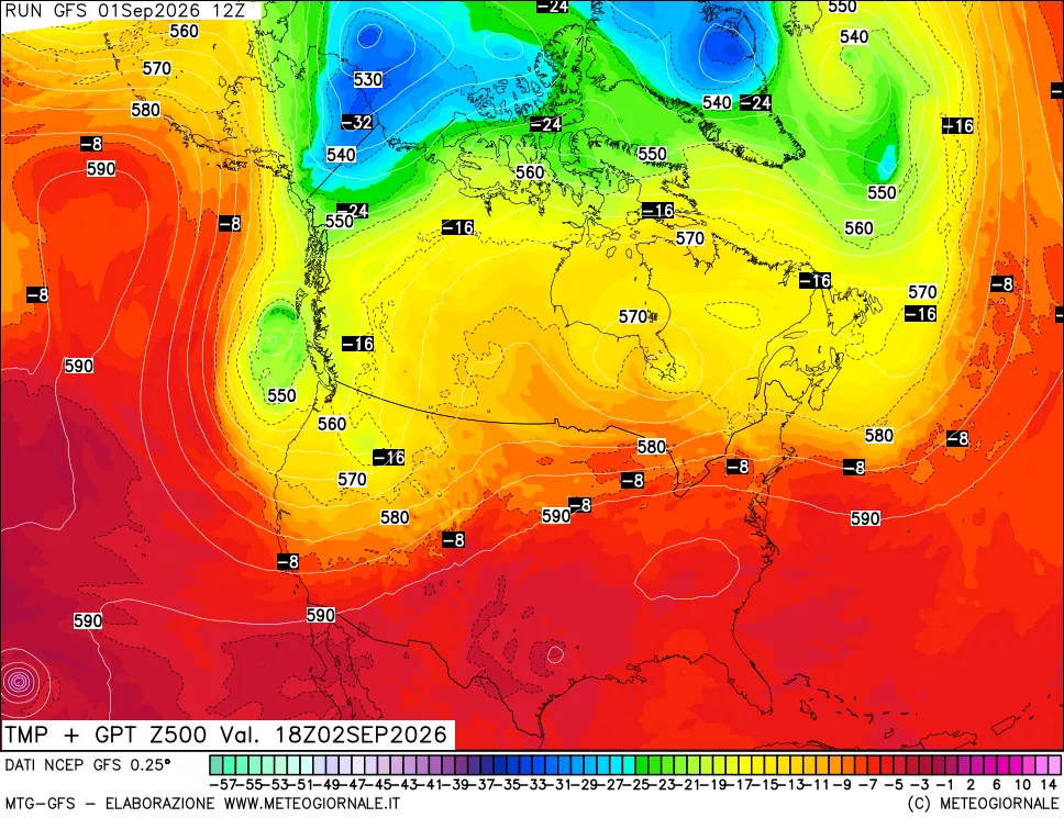 mappa 500 hPa Temp + GPT