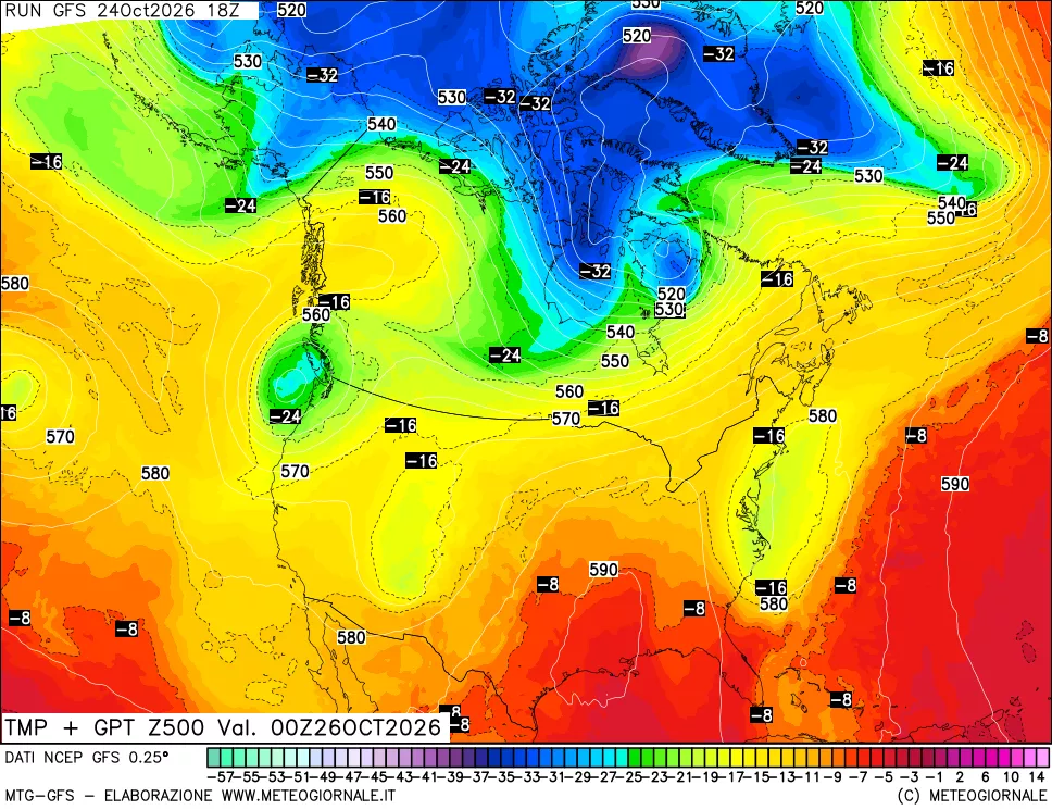 mappa 500 hPa Temp + GPT