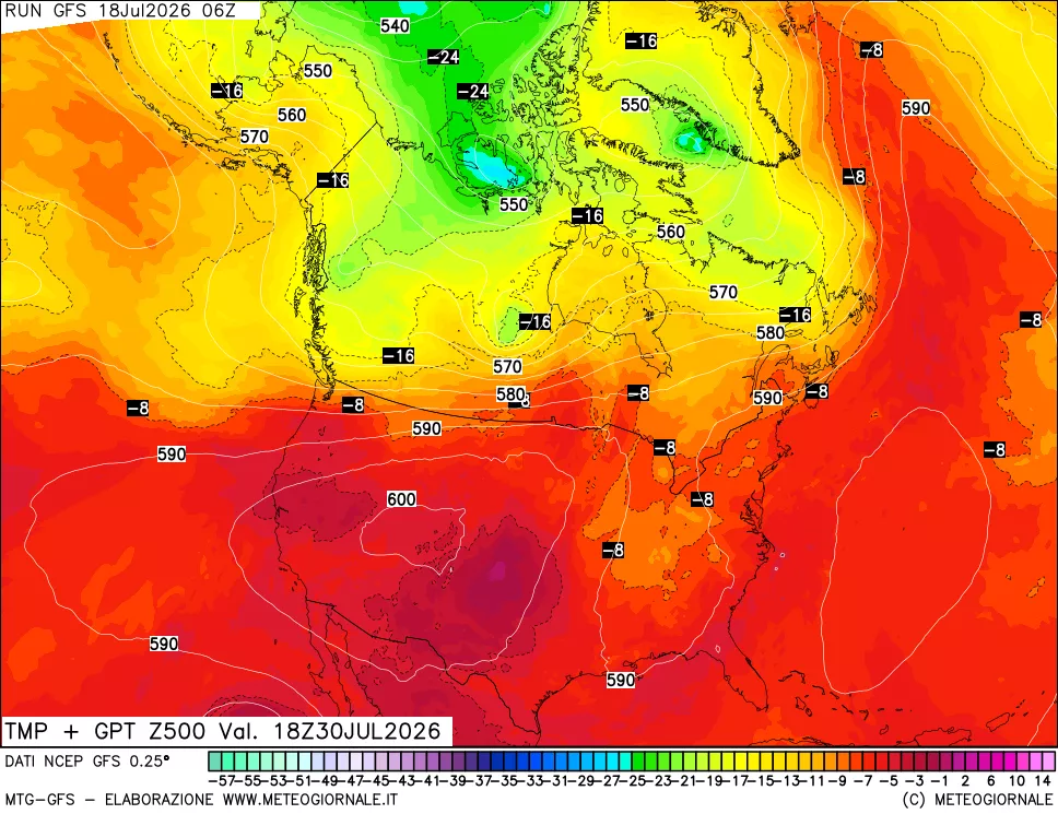 mappa 500 hPa Temp + GPT