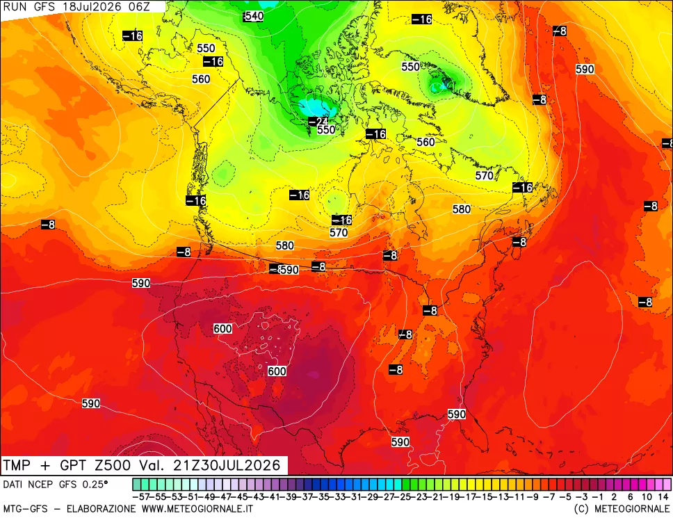 mappa 500 hPa Temp + GPT