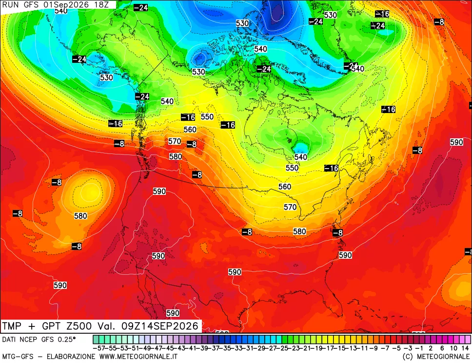 mappa 500 hPa Temp + GPT