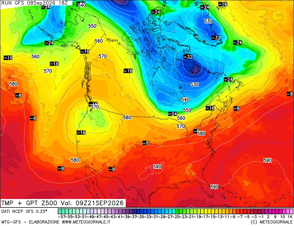 mappa 500 hPa Temp + GPT