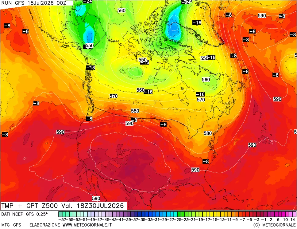 mappa 500 hPa Temp + GPT